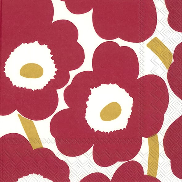 Unikko napkins 33x33 cm 20-pack - Red-Gold - Marimekko