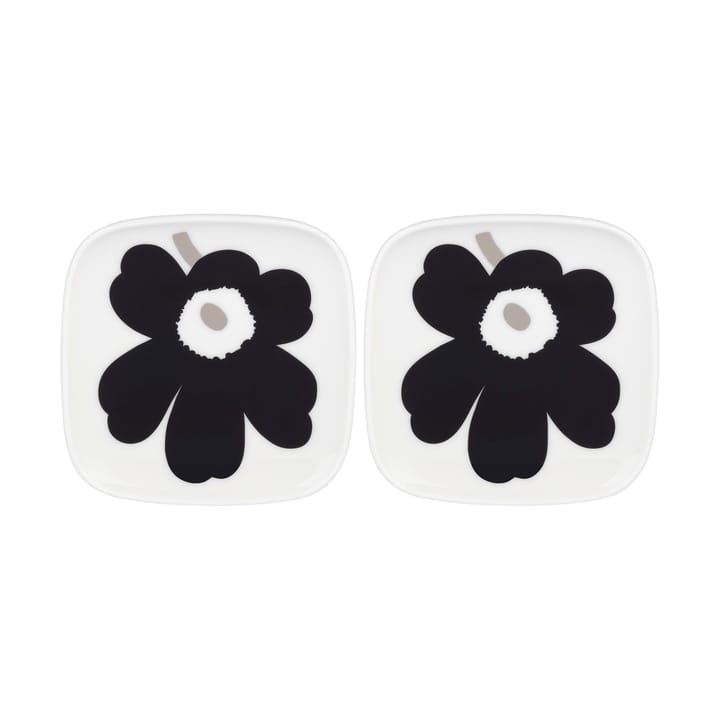 Unikko plate 10x10 cm 2 pack, White-coal-silver Marimekko