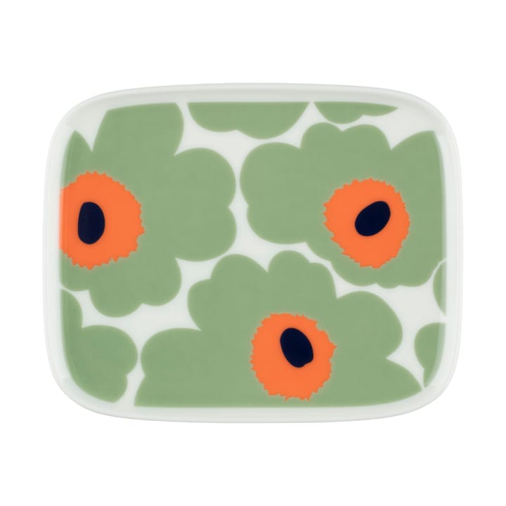 Unikko plate 12x15 cm, White-sage-orange-dark blue Marimekko