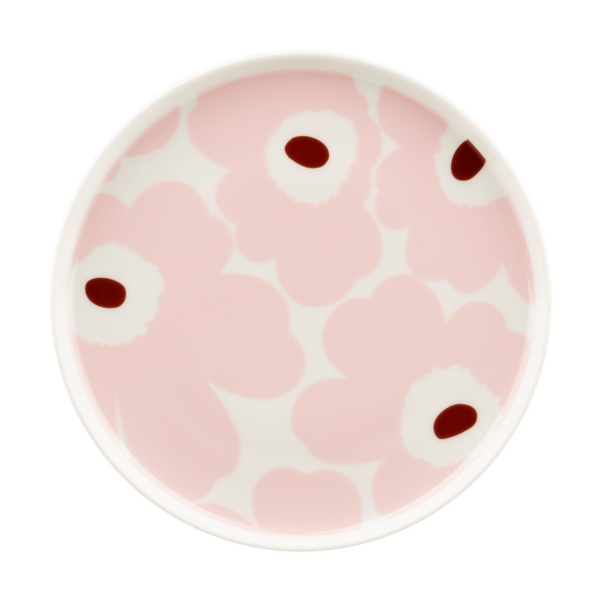 Marimekko Unikko plate 20 cm White-light pink-chestnut