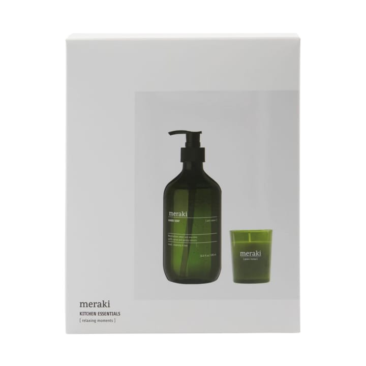 Meraki gift set hand soap and scented candle, Anti-odor green herbal Meraki