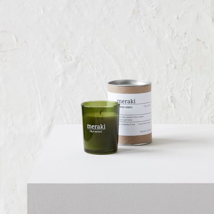 Meraki scented candle green glass 12 hours, fig-apricot Meraki