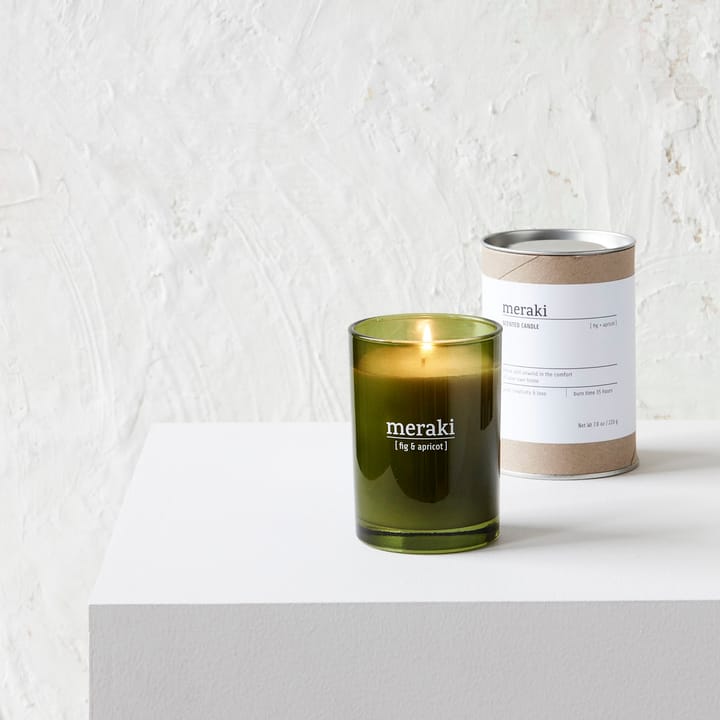 Meraki scented candle green glass 35 hours, fig-apricot Meraki