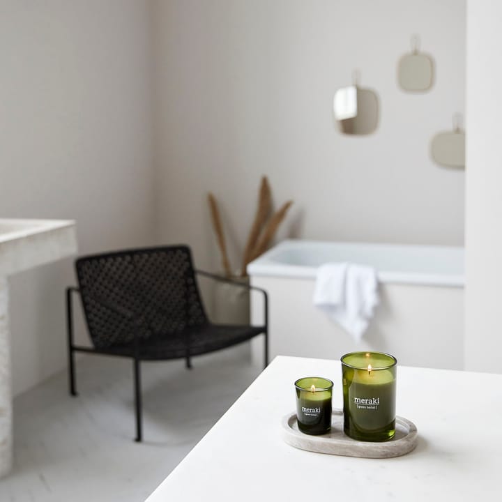 Meraki scented candle green glass 35 hours, green herbal Meraki