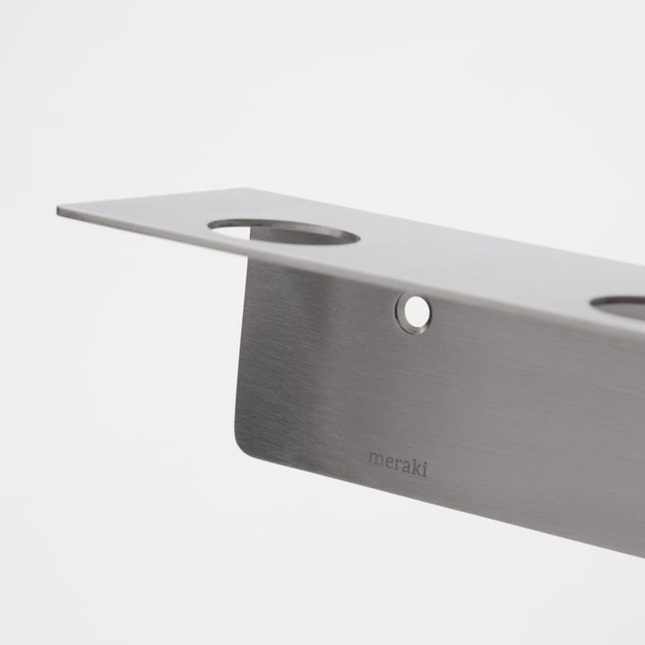 Meraki shelf with bottle hanger and hook, Brushed steel Meraki