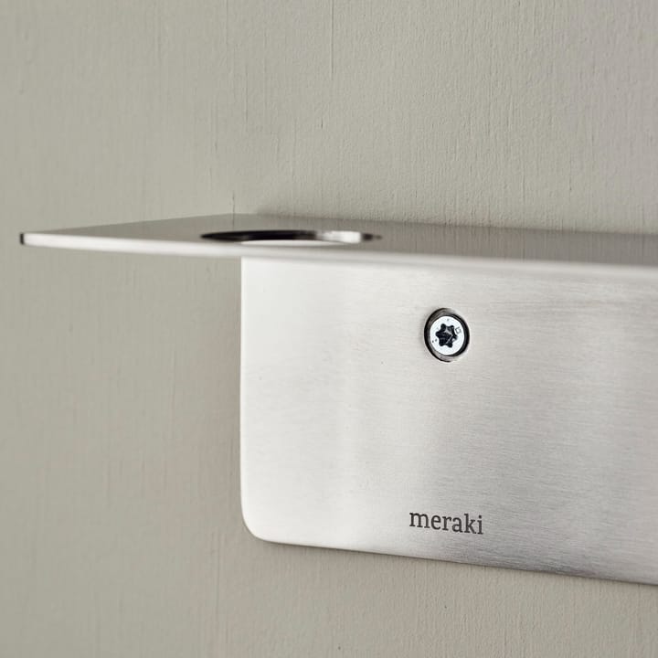 Meraki shelf with bottle hanger and hook, Brushed steel Meraki