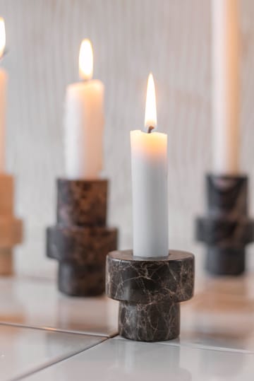 Marble candle holder 5 cm - Brown - Mette Ditmer