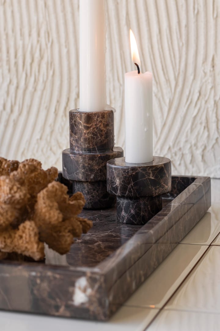 Marble candle holder 5 cm, Brown Mette Ditmer