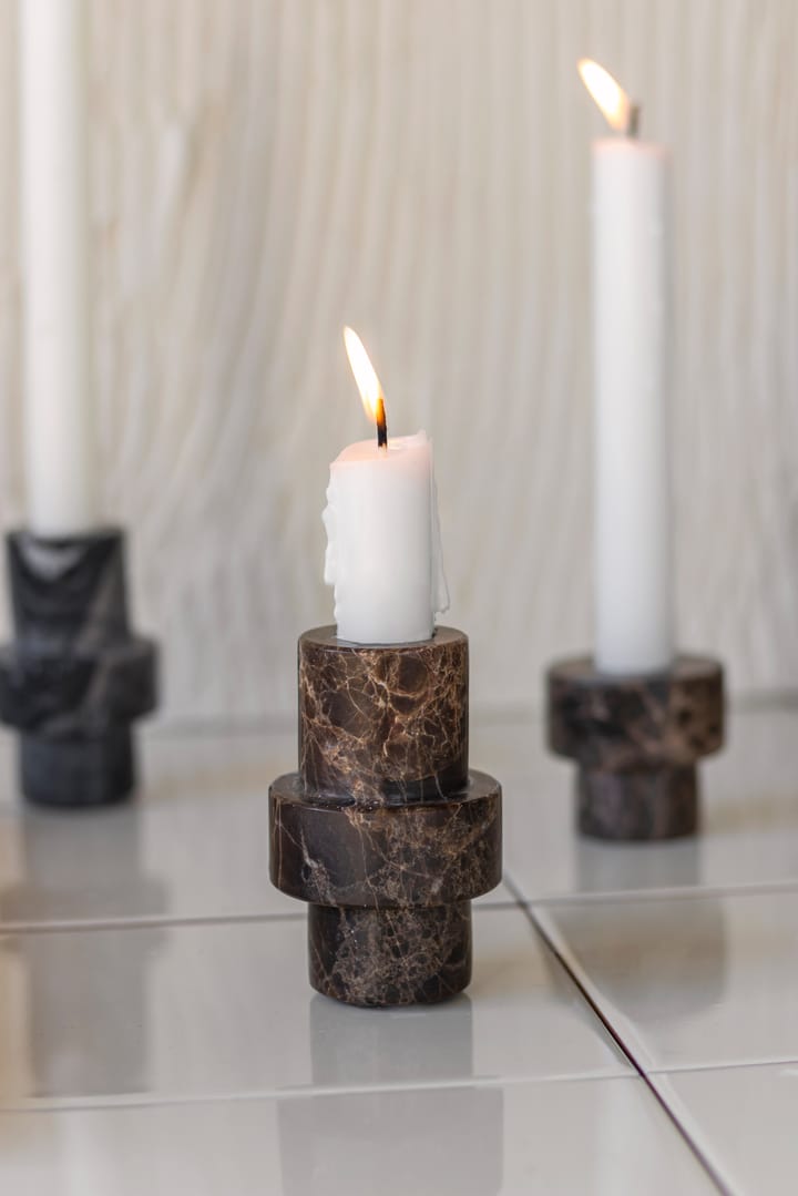 Marble candle holder 8.5 cm, Brown Mette Ditmer