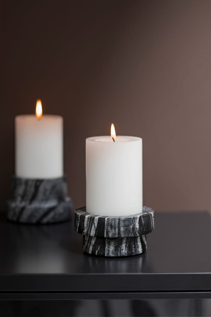 Marble candle holder for block candle 5 cm, Black-Grey Mette Ditmer