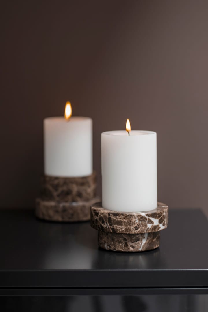 Marble candle holder for block candle 5 cm, Brown Mette Ditmer