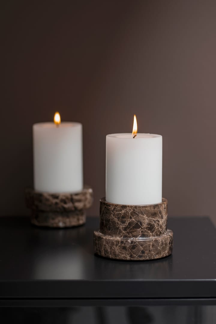 Marble candle holder for block candle 6.5 cm, Brown Mette Ditmer