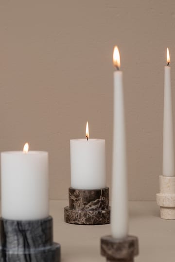 Marble candle holder for block candle 6.5 cm - Brown - Mette Ditmer