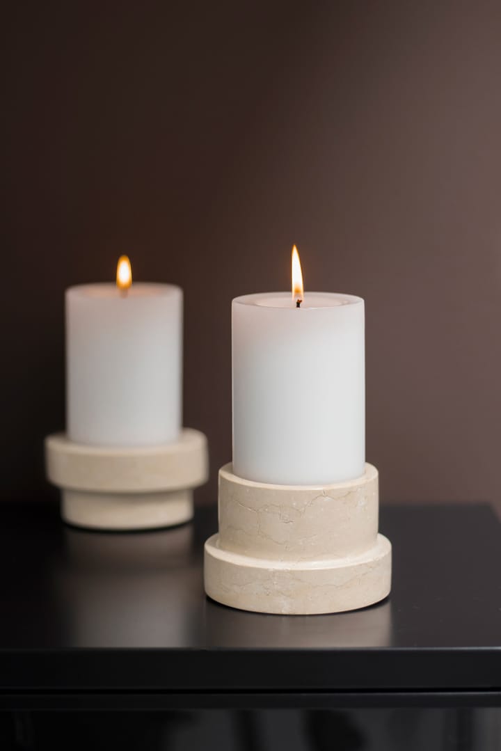 Marble candle holder for block candle 6.5 cm, Sand Mette Ditmer