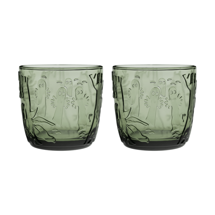 Moomin drinking glass 28 cl 2-pack - Pine green - Moomin Arabia