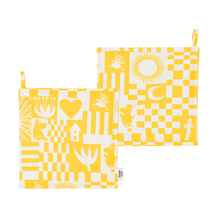 Party Moomin pot holder 22x22 cm 2-pack, Yellow Moomin Arabia