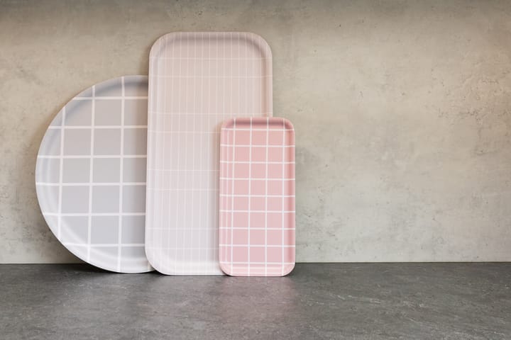 Checks & Stripes tray 13x27 cm, Pink-white Muurla