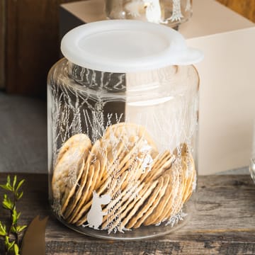 In the Woods glass jar with silicon lid 17 cm - clear-white - Muurla