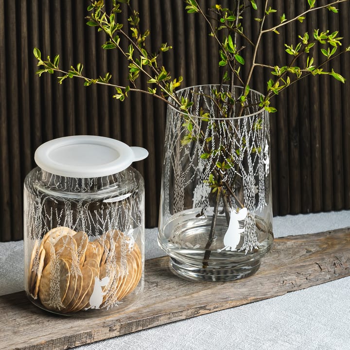 In the Woods glass jar with silicon lid 17 cm, clear-white Muurla