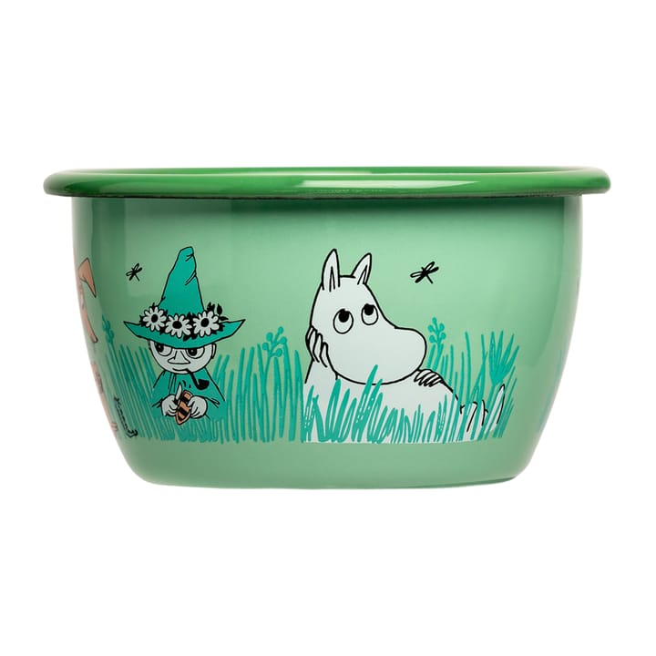 Moomin enamel bowl Boys 30 cl, Green Muurla