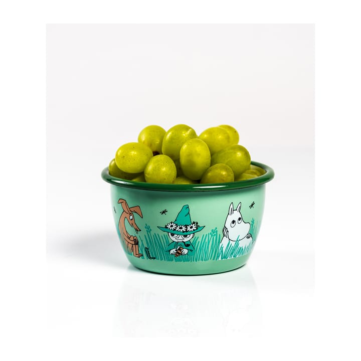 Moomin enamel bowl Boys 30 cl, Green Muurla