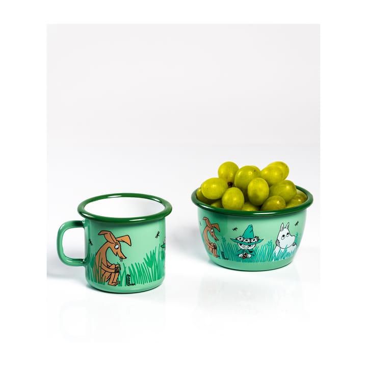 Moomin enamel bowl Boys 30 cl, Green Muurla