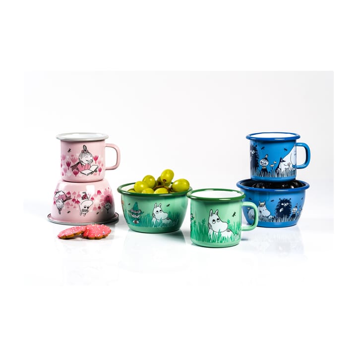 Moomin enamel bowl Boys 30 cl, Green Muurla