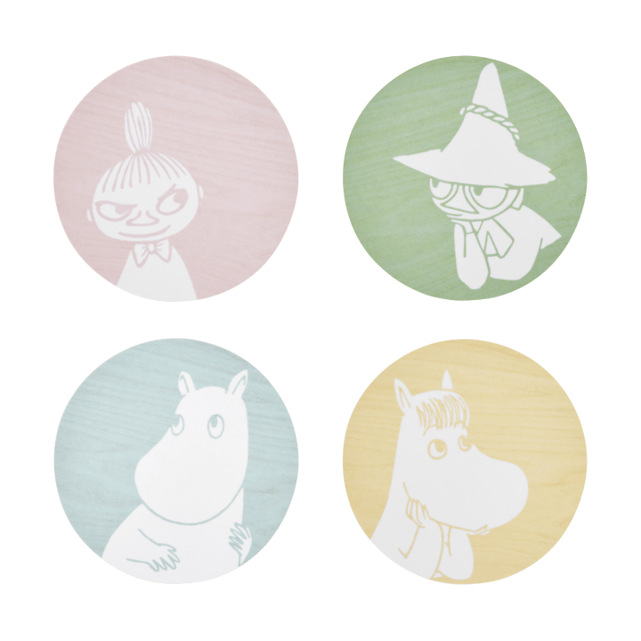 Moomin glass coaster Ø10 cm 4 parts, Moomin characters Muurla