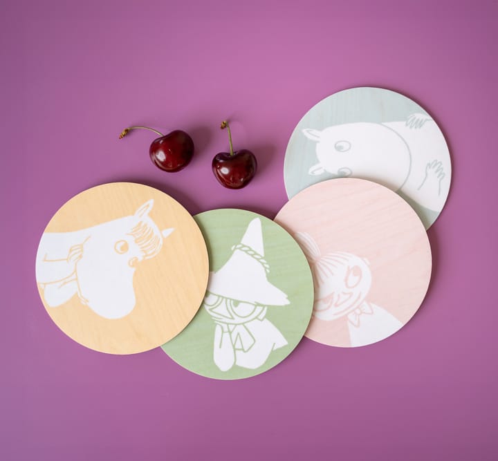 Moomin glass coaster Ø10 cm 4 parts, Moomin characters Muurla