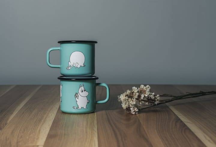 Moomin Retro enamel mug 37 cl, Mint Muurla