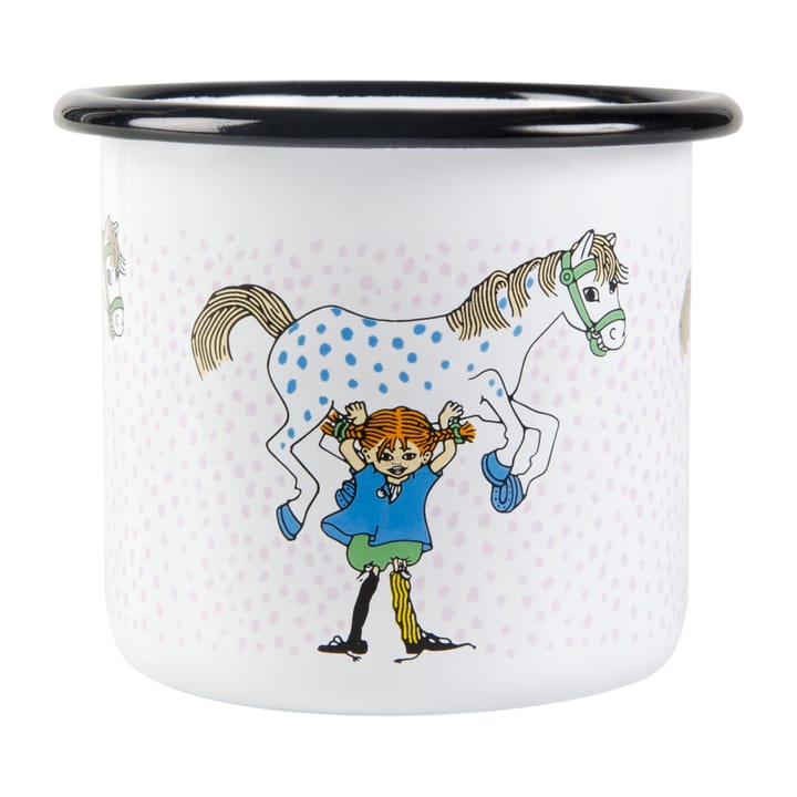 Pippi and Lilla gubben enamel mug 2.5 dl, White Muurla