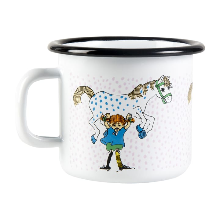 Pippi and Lilla gubben enamel mug 2.5 dl, White Muurla