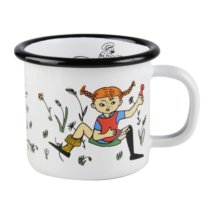 Pippi and Mr Nilsson enamel mug 1.5 dl - White - Muurla