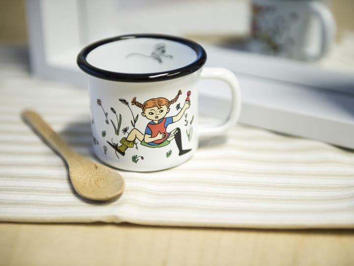 Pippi and Mr Nilsson enamel mug 1.5 dl, White Muurla