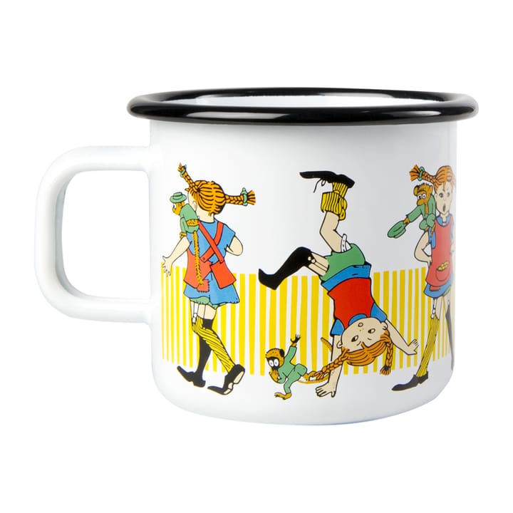 Pippi Longstocking enamel mug 3.7 dl, White Muurla