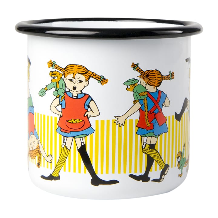 Pippi Longstocking enamel mug 3.7 dl, White Muurla