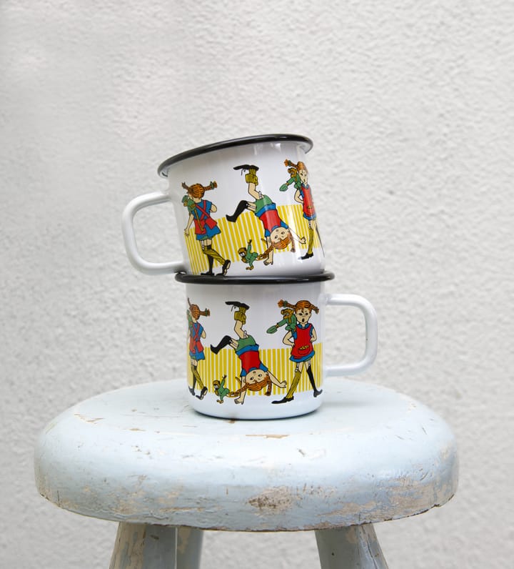 Pippi Longstocking enamel mug 3.7 dl, White Muurla