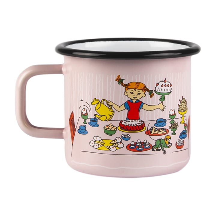 Pippi's birthday enamel mug 3.7 dl, Pink Muurla