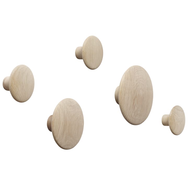 The Dots coat hooks, 5-pack, Oak Muuto