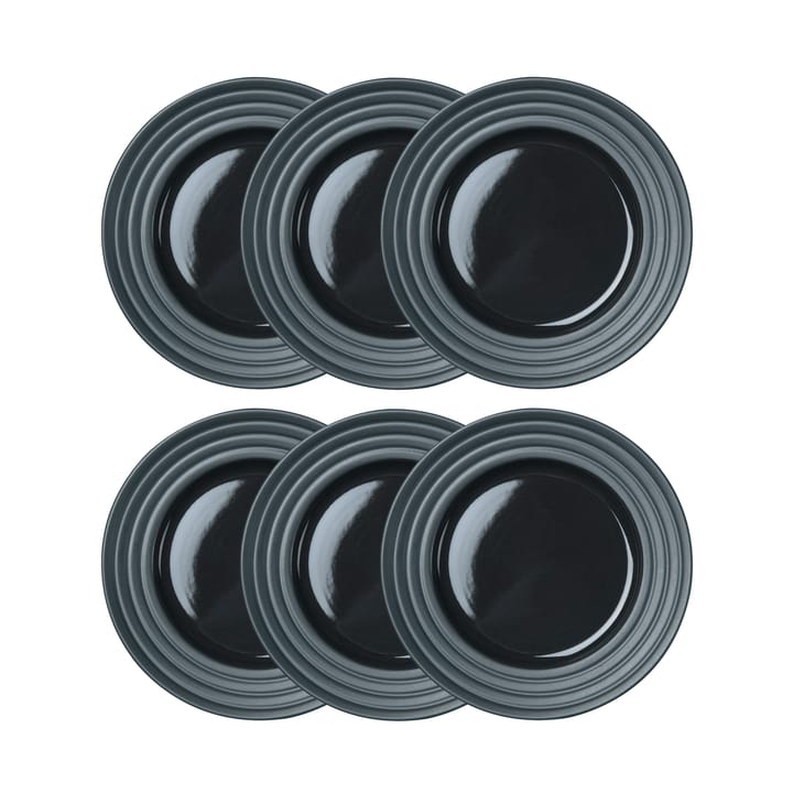 Lines small plate Ø21 cm 6-pack - dark grey - NJRD