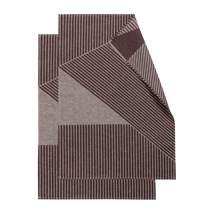 Stripes kitchen towel 47x70 cm 2-pack, Brown-white NJRD