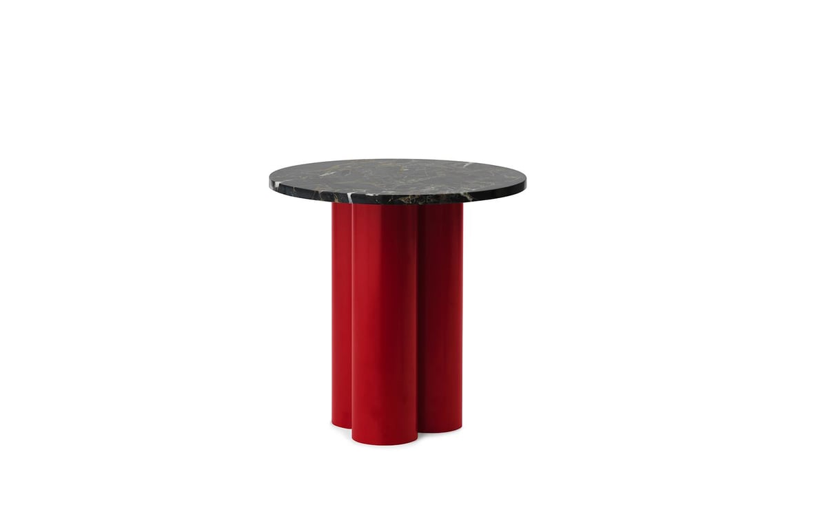 Normann Copenhagen Dit side table Ø40 cm Bright red-Portoro-gold