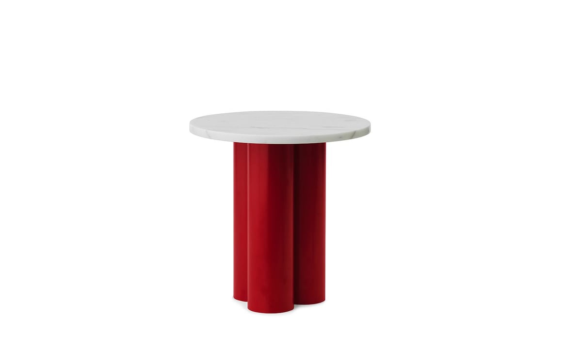 Normann Copenhagen Dit side table Ø40 cm Bright red-white-carrara