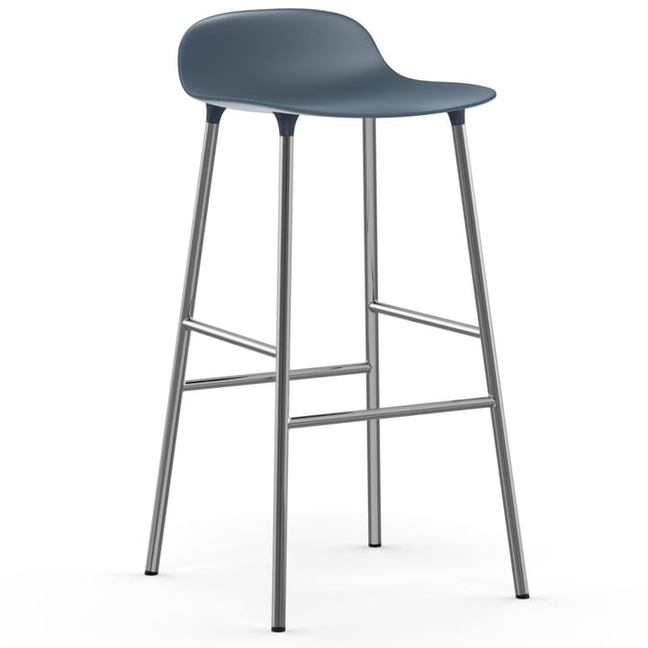 Form bar stool chrome leg 75 cm - blue - Normann Copenhagen