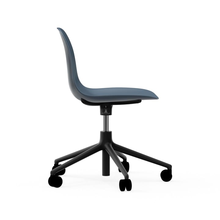 Form swivel chair, 5W office chair, Blue, black aluminium, wheels Normann Copenhagen