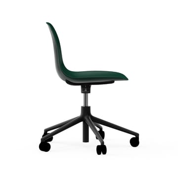 Form swivel chair, 5W office chair - Green, black aluminium, wheels - Normann Copenhagen