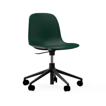 Form swivel chair, 5W office chair - Green, black aluminium, wheels - Normann Copenhagen