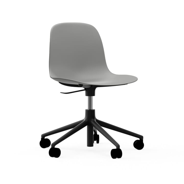 Form swivel chair, 5W office chair, Grey, black aluminium, wheels Normann Copenhagen