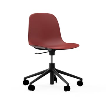 Form swivel chair, 5W office chair - Red, black aluminium, wheels - Normann Copenhagen