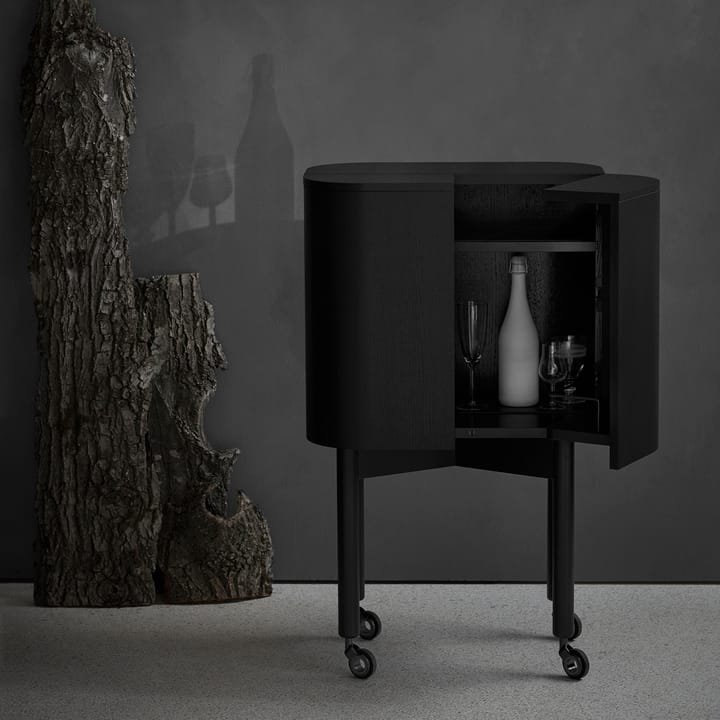 Loud bar cabinet on wheels, Black Northern